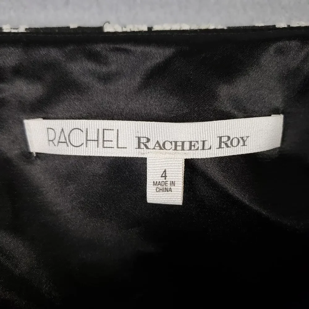 Rachel Roy Size 4 Jacquard Floral Mini Skirt‎ Black Cream Neutral Office Siren